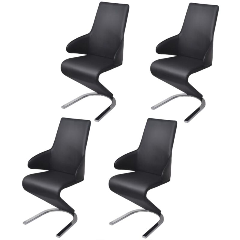 

vidaXL Sillas de Comedor 4 Unidades Cuero Sintético Negro - Negro