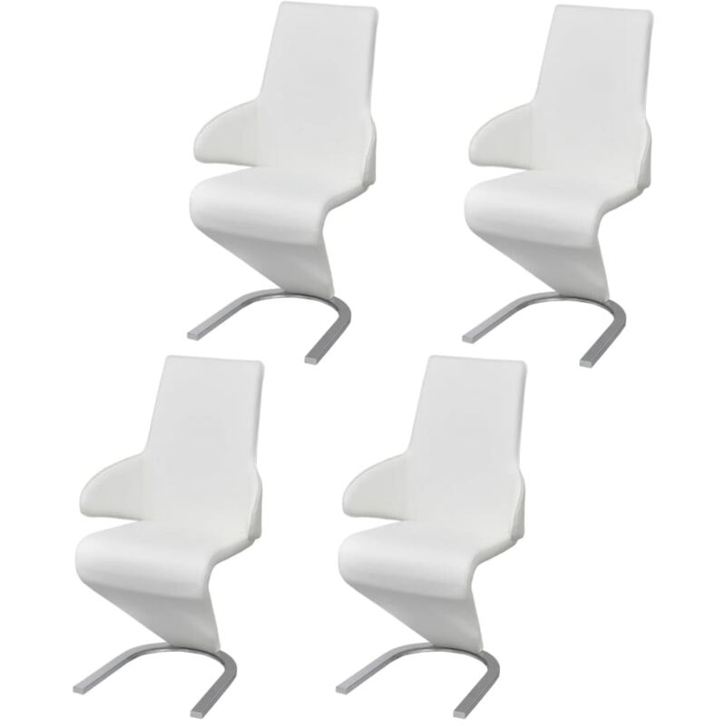 

vidaXL Sillas de Comedor 4 Unidades Cuero Sintético Blanco - Blanco