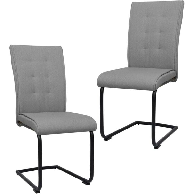 

vidaXL Sillas de Comedor Voladizas de Tela 2 Unidades Gris Claro - Gris