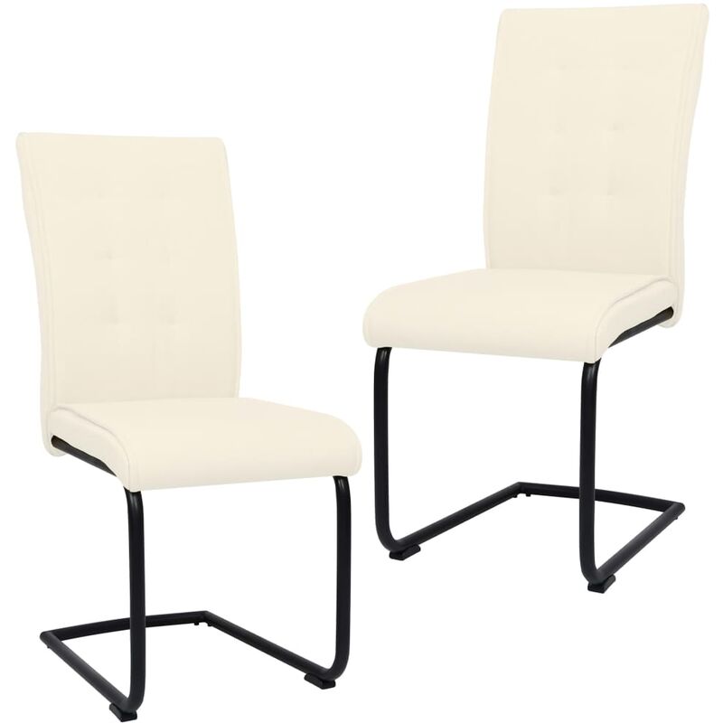 

vidaXL Sillas de Comedor Voladizas de Tela 2 Unidades Crema - Crema