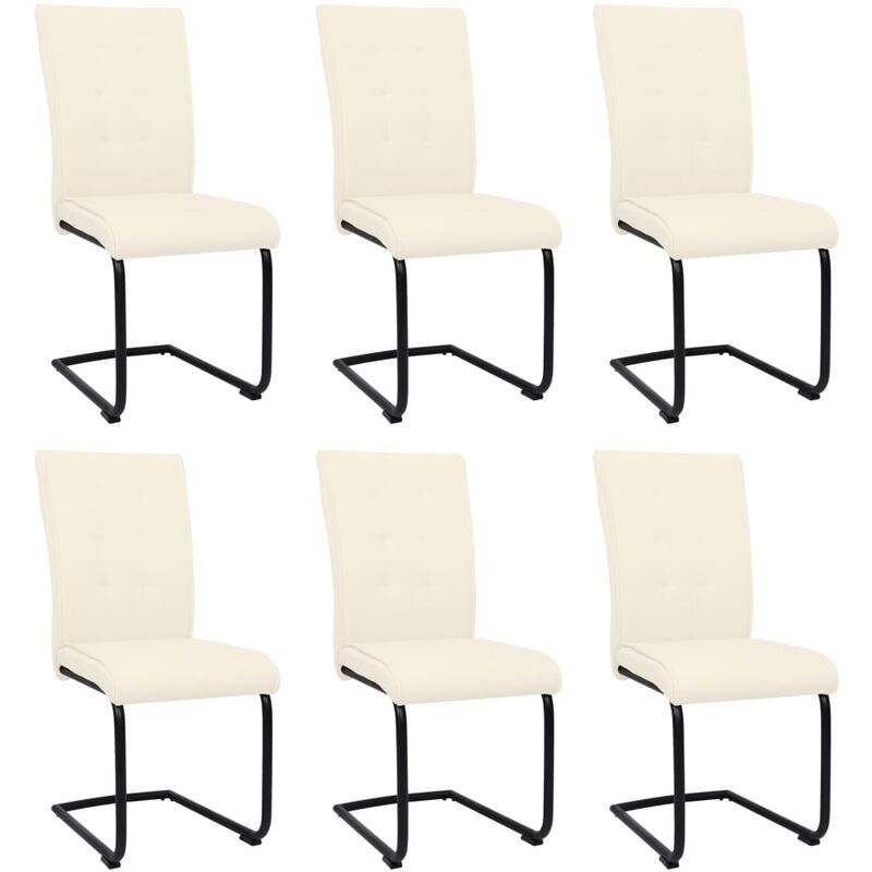 

vidaXL Sillas de Comedor Voladizas de Tela 6 Unidades Crema - Crema