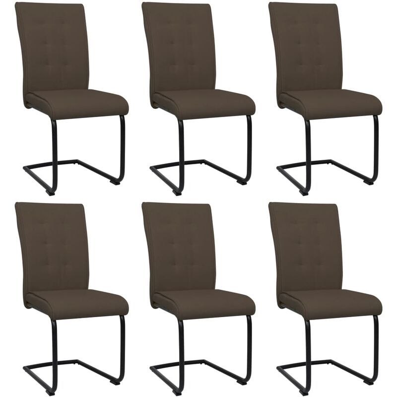 

vidaXL Sillas de Comedor Voladizas de Tela 6 Unidades Marrón - Marrón
