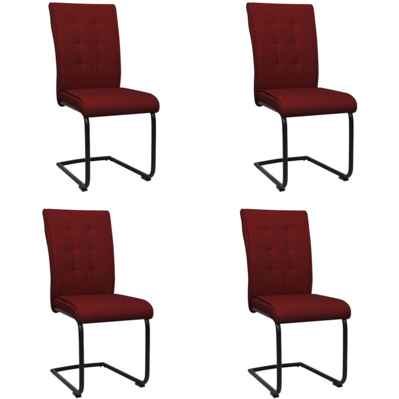 

vidaXL Sillas de Comedor Voladizas de Tela 4 Unidades Rojo Vino Tinto - Rojo