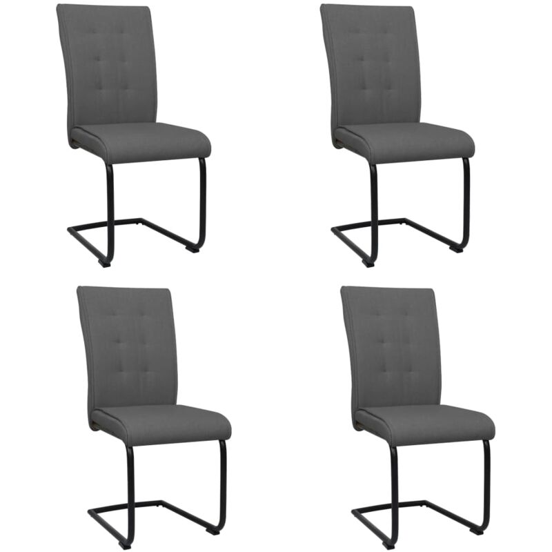 

vidaXL Sillas de Comedor Voladizas de Tela 4 Unidades Gris Oscuro - Gris