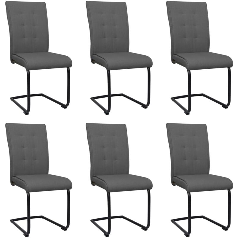 

vidaXL Sillas de Comedor Voladizas de Tela 6 Unidades Gris Oscuro - Gris