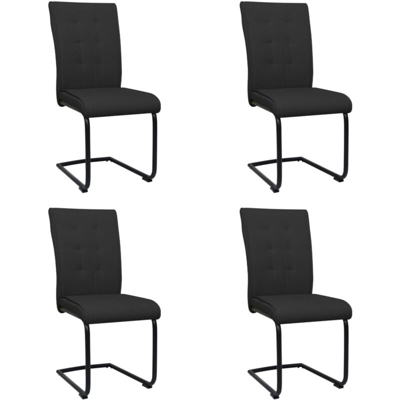 

vidaXL Sillas de Comedor Voladizas de Tela 4 Unidades Negra - Negro