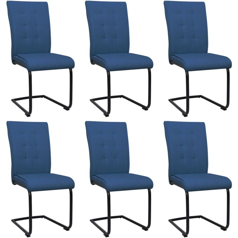 

vidaXL Sillas de Comedor Voladizas de Tela 6 Unidades Azul - Azul