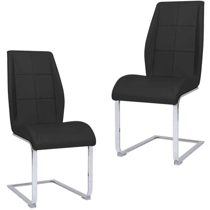 

vidaXL Sillas de Comedor Voladizas Cuero Sintético 2 unidades negro - Negro