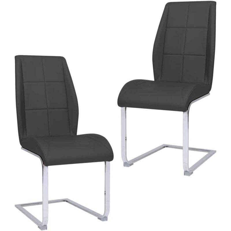 

vidaXL Sillas de Comedor Voladizas Cuero Sintético 2 unidades gris - Gris