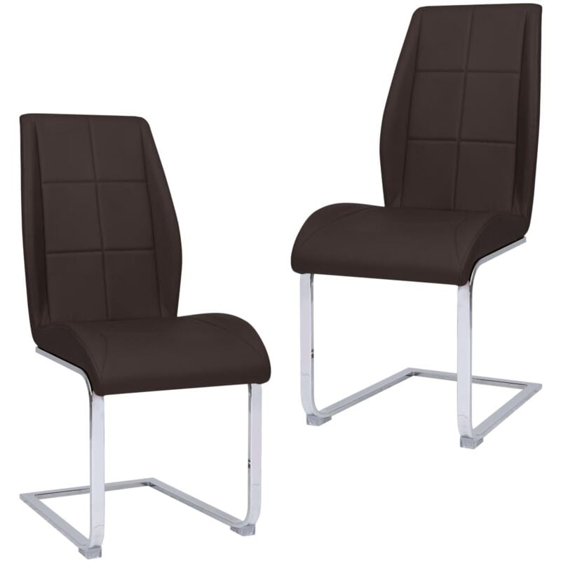 

vidaXL Sillas de Comedor Voladizas Cuero Sintético 2 unidades marrón - Marrón