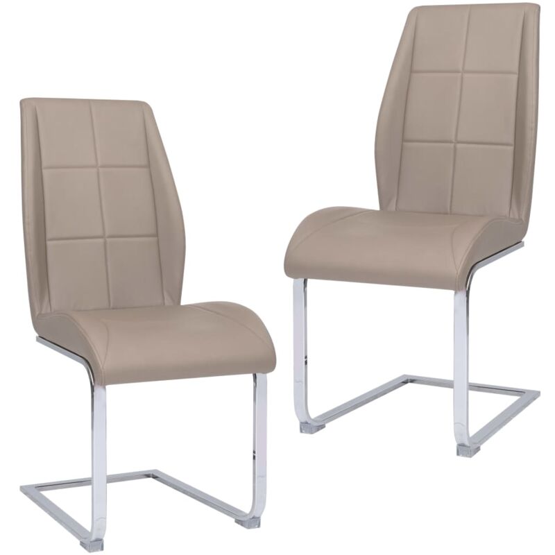 

vidaXL Sillas de Comedor Voladizas Cuero Sintético 2 unidades capuchinC - Marrón