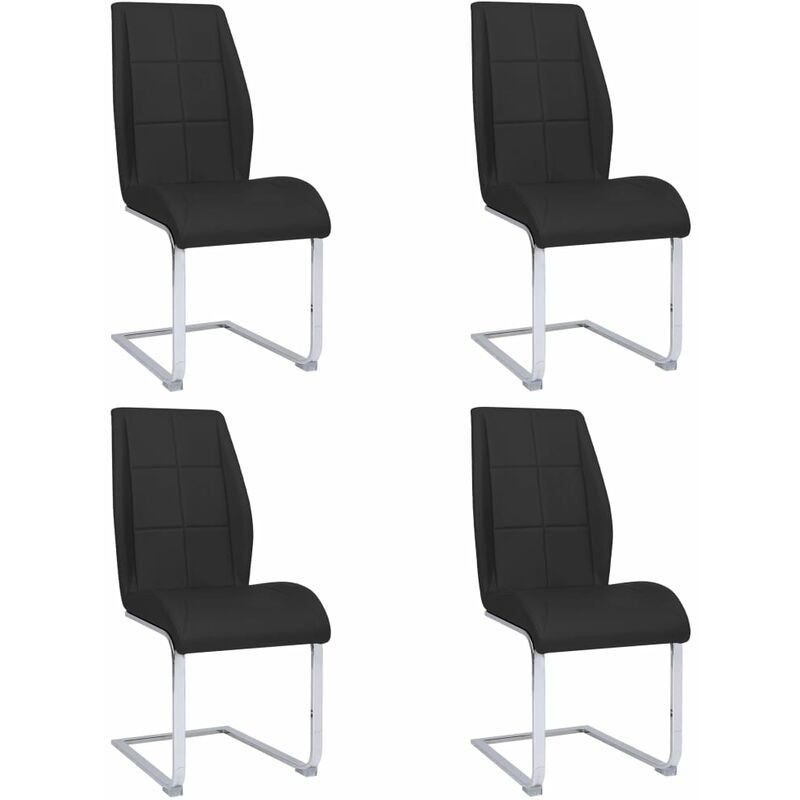 

vidaXL Sillas de Comedor Voladizas Cuero Sintético 4 Unidades Negra - Negro