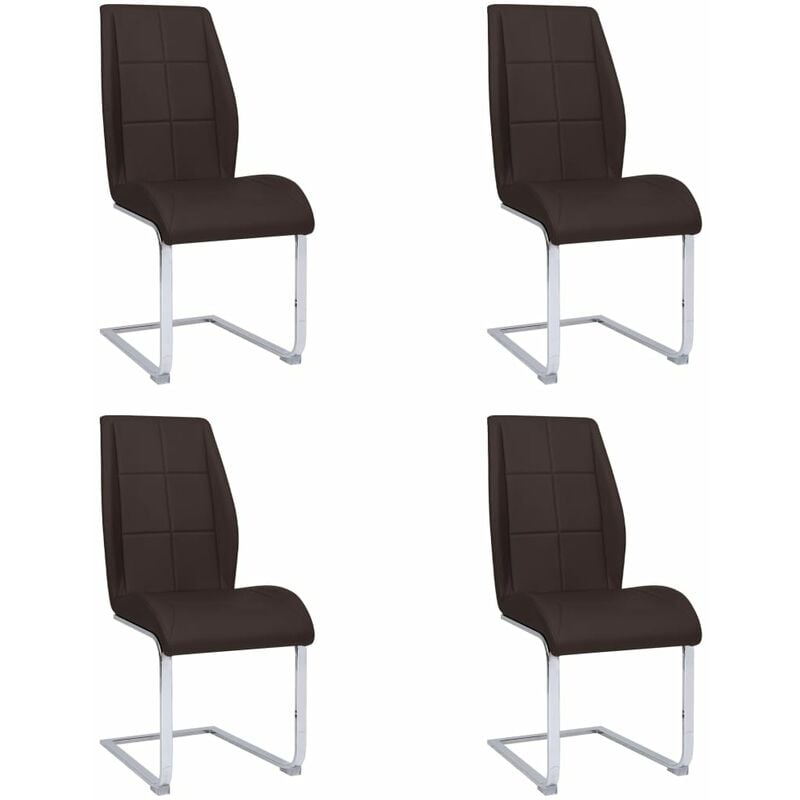 

Sillas de Comedor Voladizas Cuero Sintético 4 Unidades Marrón - Marrón - Vidaxl