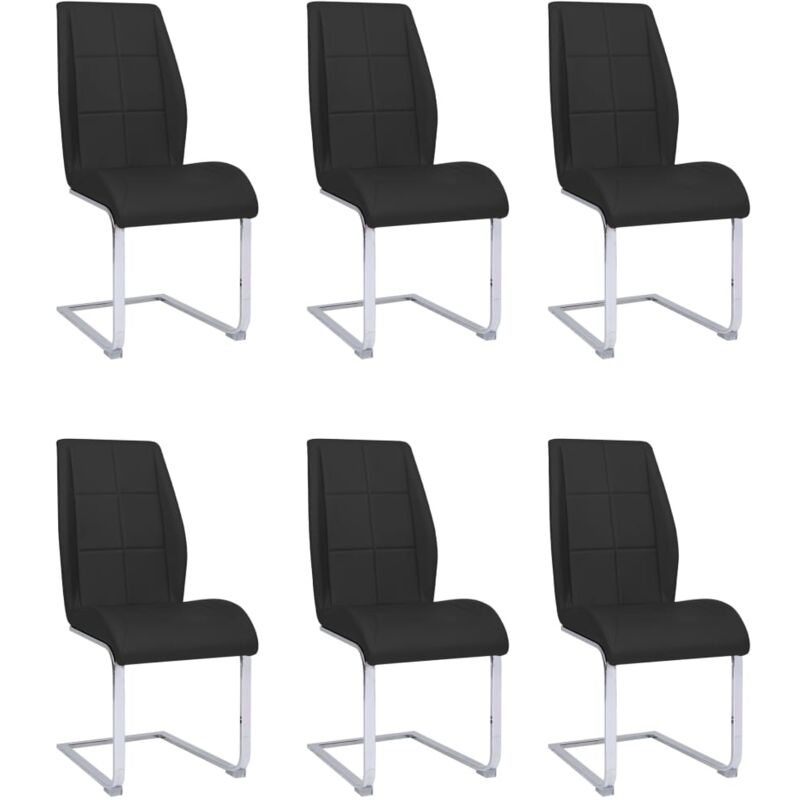 

vidaXL Sillas de Comedor Voladizas Cuero Sintético 6 Unidades Negra - Negro