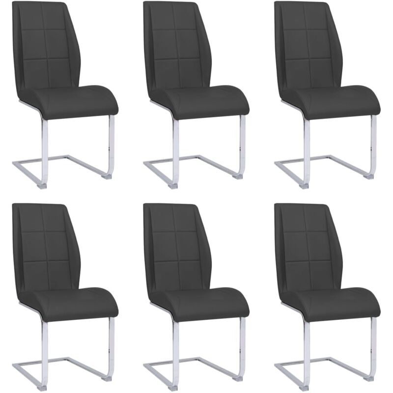 

vidaXL Sillas de Comedor Voladizas Cuero Sintético 6 Unidades Gris - Gris