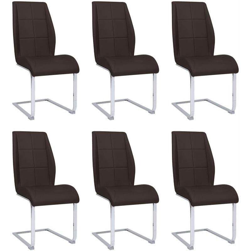 

Sillas de Comedor Voladizas Cuero Sintético 6 Unidades Marrón - Marrón - Vidaxl