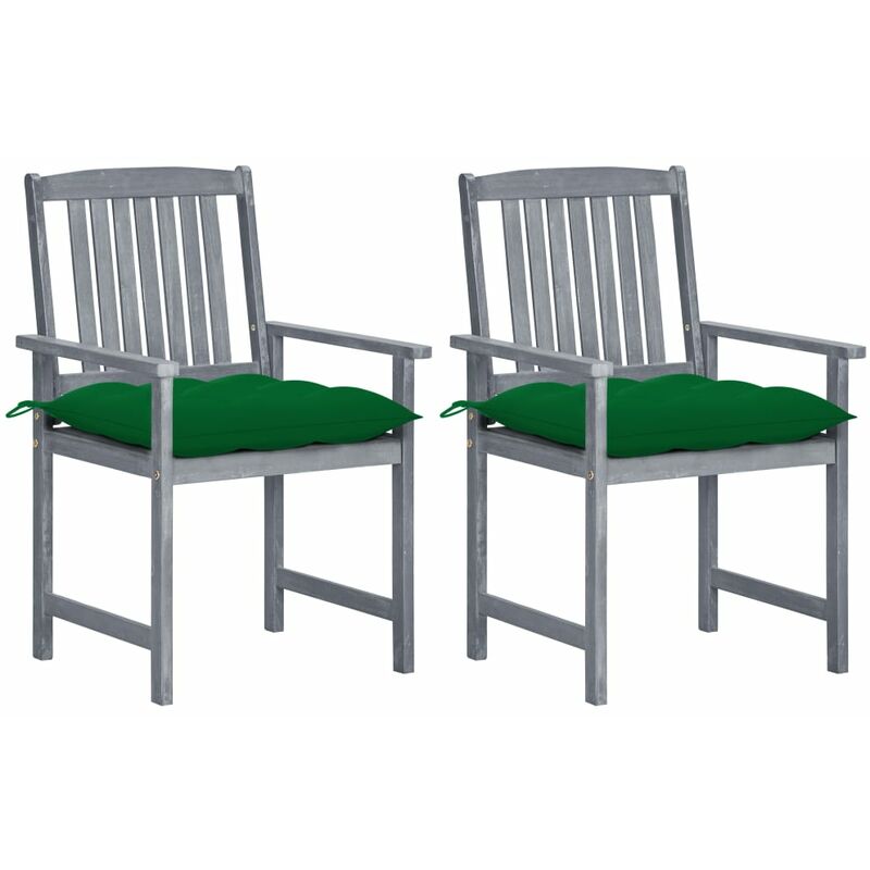 

vidaXL Sillas de director 2 uds madera maciza de acacia y cojines gris - Gris