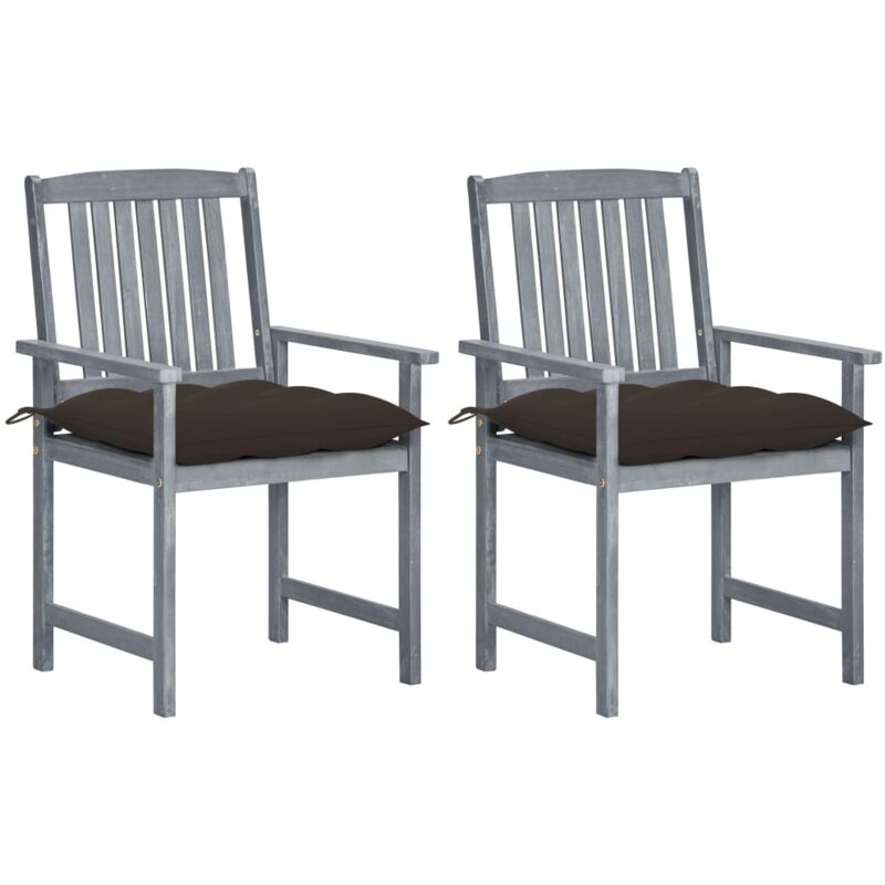 

vidaXL Sillas de director 2 uds madera maciza de acacia y cojines gris - Gris