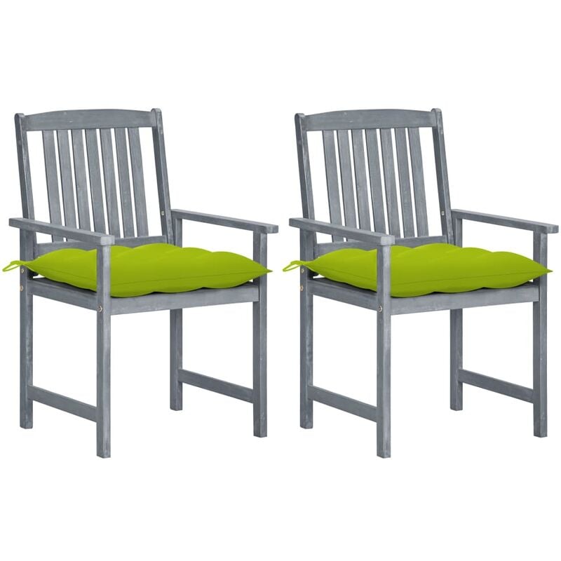 

vidaXL Sillas de director 2 uds madera maciza de acacia y cojines gris - Gris