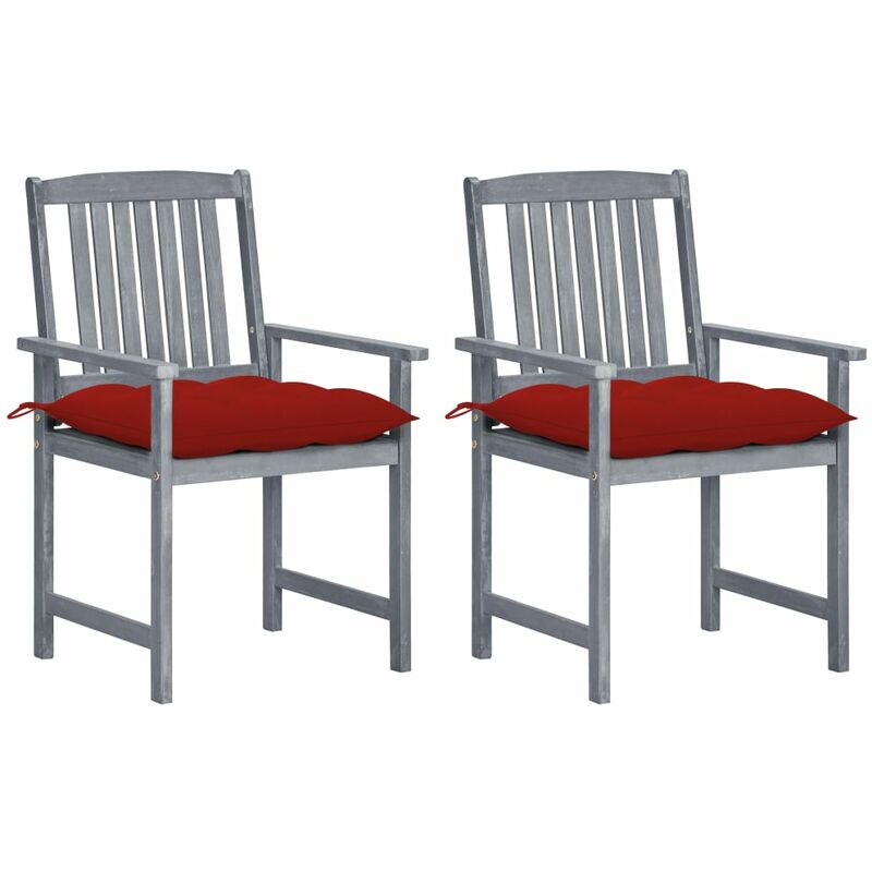 

vidaXL Sillas de director 2 uds madera maciza de acacia y cojines gris - Gris