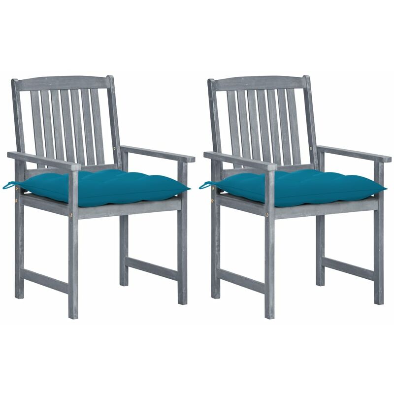 

vidaXL Sillas de director 2 uds madera maciza de acacia y cojines gris - Gris