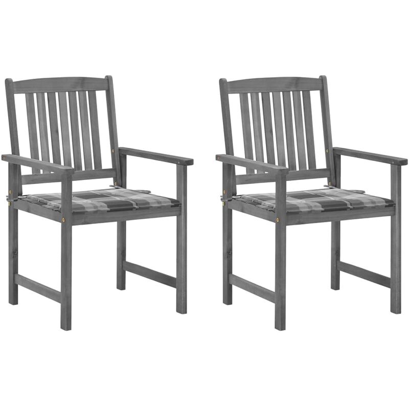 

vidaXL Sillas de director 2 uds madera maciza de acacia y cojines gris - Gris