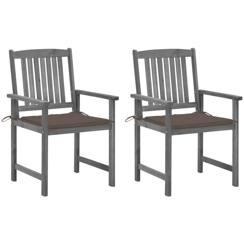 

vidaXL Sillas de director 2 uds madera maciza de acacia y cojines gris - Gris