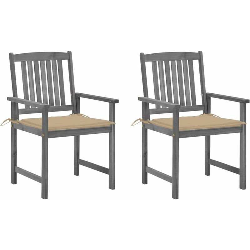 

vidaXL Sillas de director 2 uds madera maciza de acacia y cojines gris - Gris