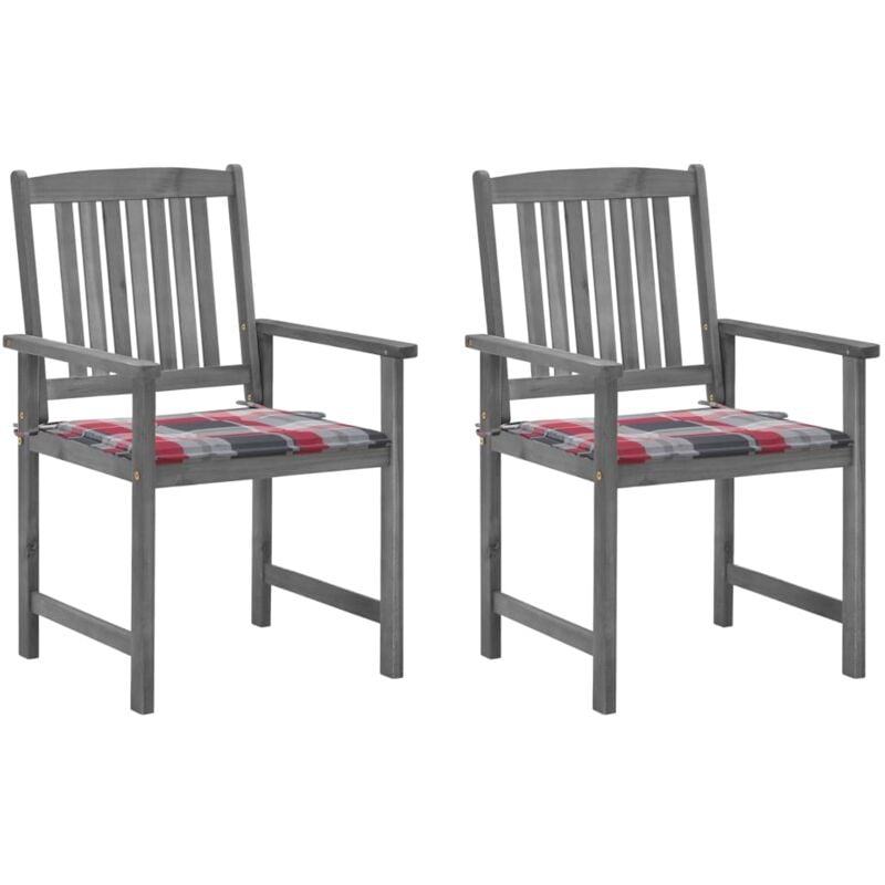 

vidaXL Sillas de director 2 uds madera maciza de acacia y cojines gris - Gris