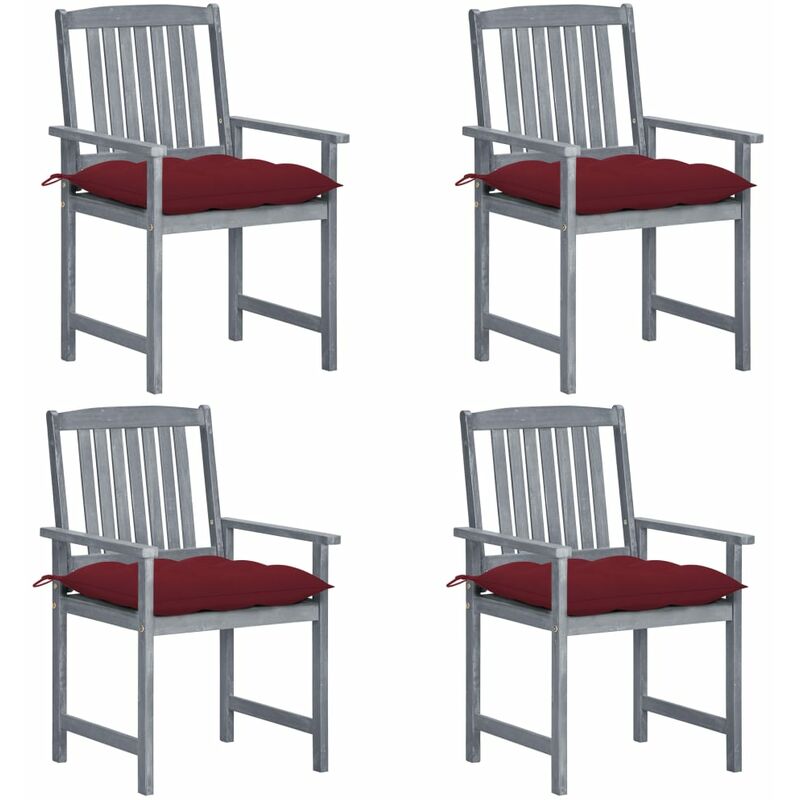 

vidaXL Sillas de director 4 uds madera maciza de acacia y cojines gris - Gris