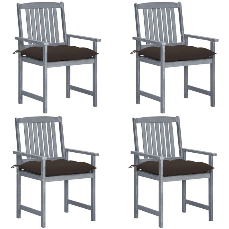 

vidaXL Sillas de director 4 uds madera maciza de acacia y cojines gris - Gris