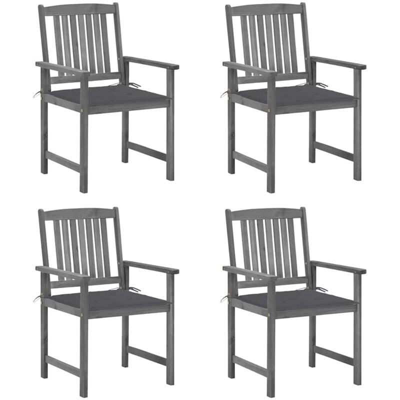 

vidaXL Sillas de director 4 uds madera maciza de acacia y cojines gris - Gris