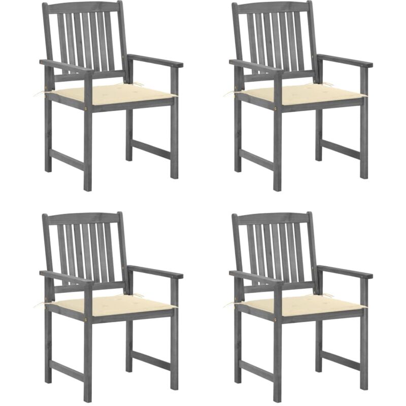 

vidaXL Sillas de director 4 uds madera maciza de acacia y cojines gris - Gris