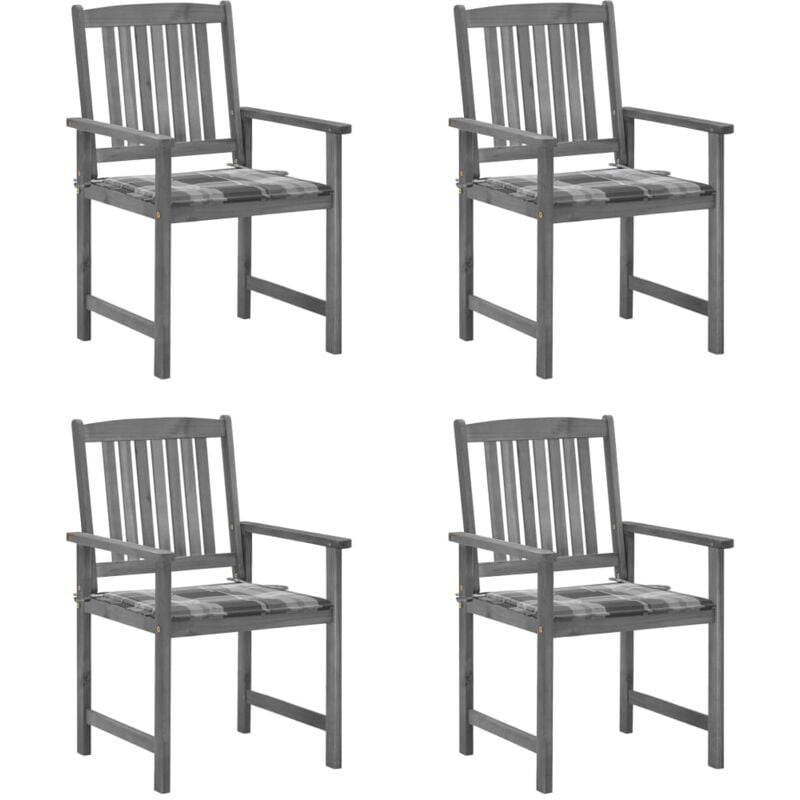 

vidaXL Sillas de director 4 uds madera maciza de acacia y cojines gris - Gris