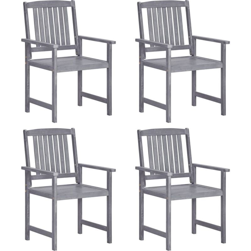 

vidaXL Sillas de director 4 unidades madera maciza de acacia gris - Gris