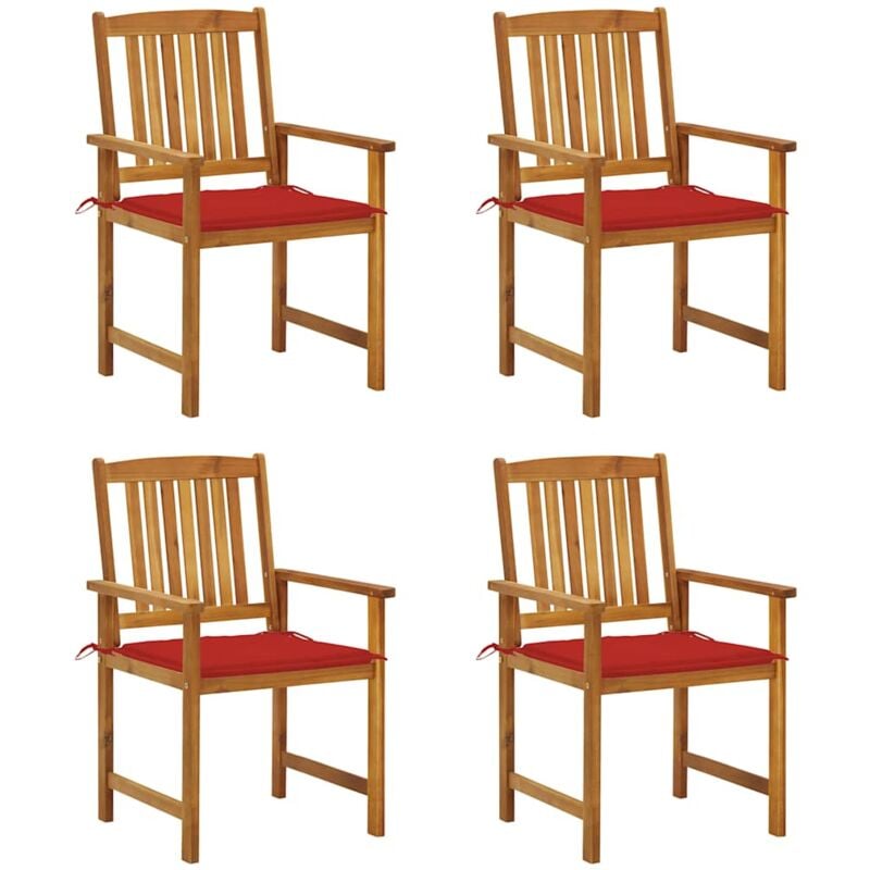 

vidaXL Sillas de director 4 unidades madera maciza de acacia y cojines - Marrón