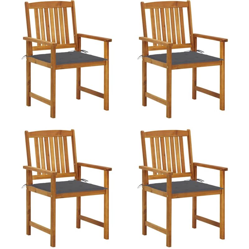 

vidaXL Sillas de director 4 unidades madera maciza de acacia y cojines - Marrón