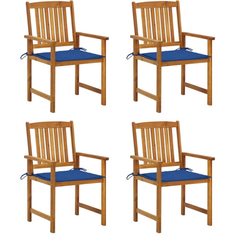

vidaXL Sillas de director 4 unidades madera maciza de acacia y cojines - Marrón