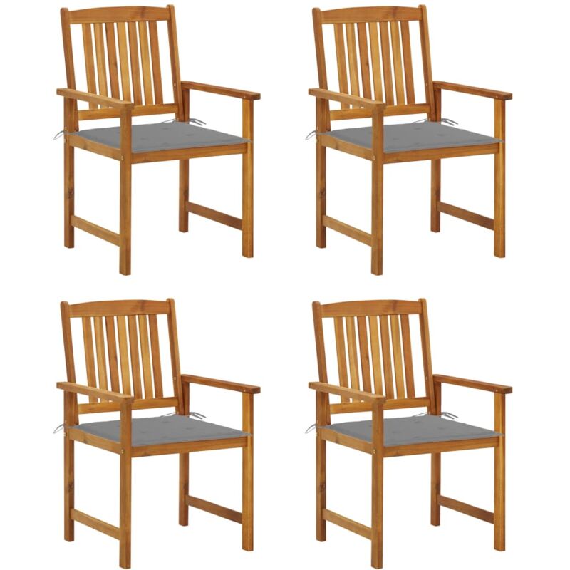 

vidaXL Sillas de director 4 unidades madera maciza de acacia y cojines - Marrón