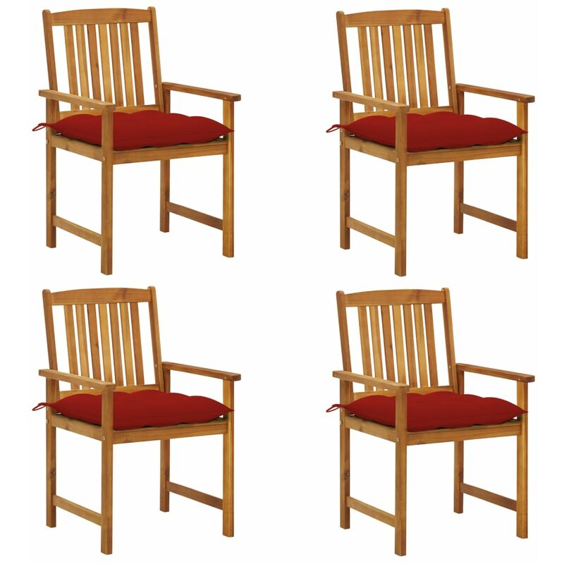 

vidaXL Sillas de director 4 unidades madera maciza de acacia y cojines - Marrón