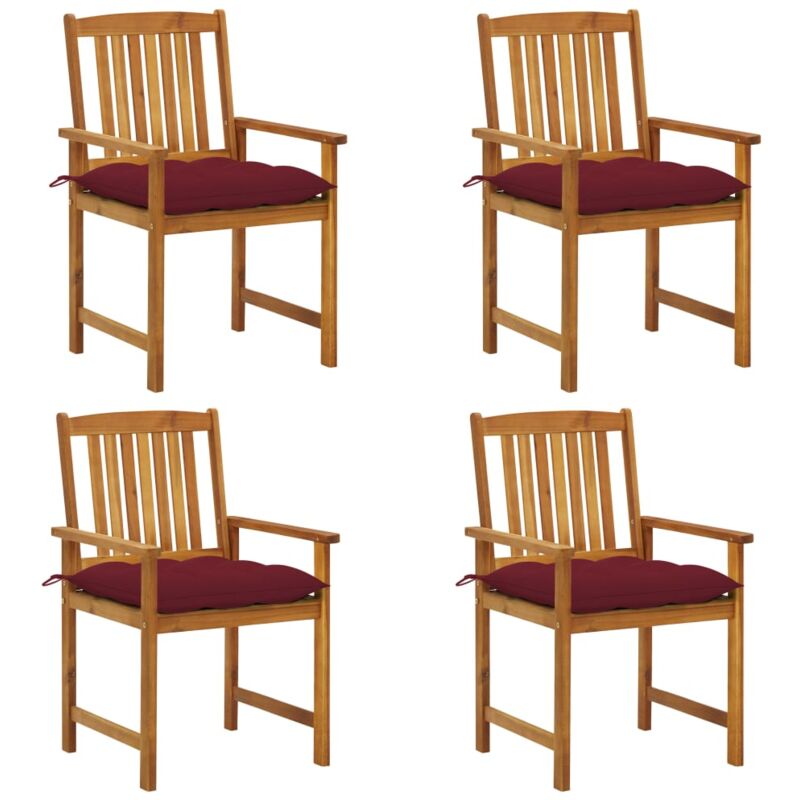 

vidaXL Sillas de director 4 unidades madera maciza de acacia y cojines - Marrón