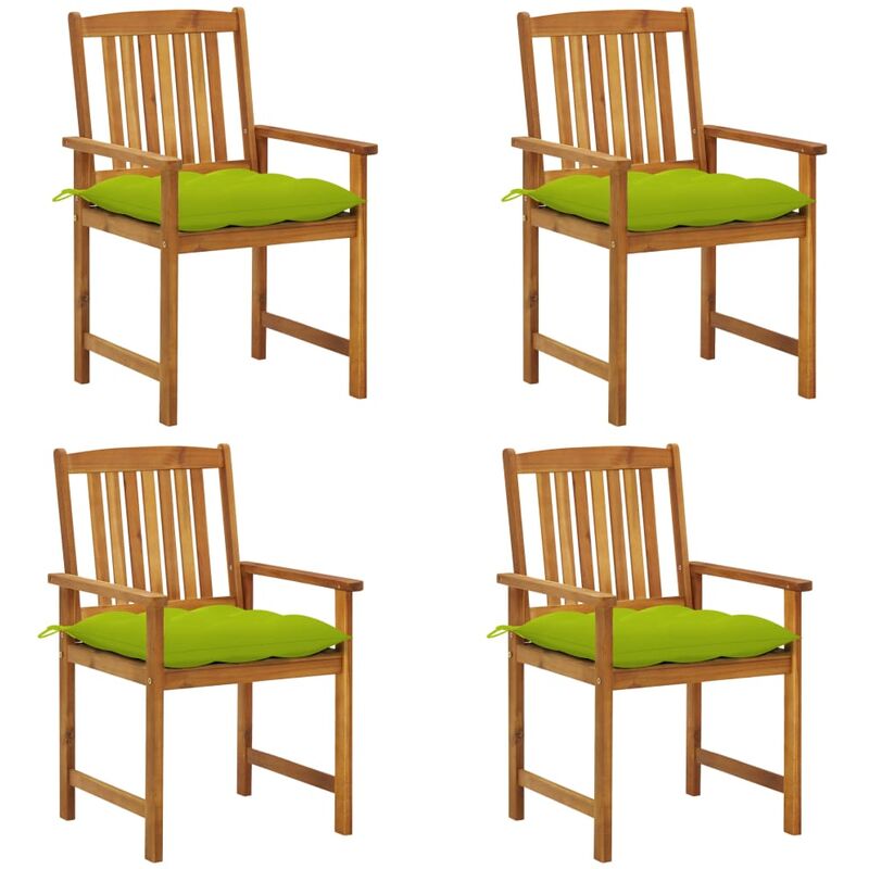 

vidaXL Sillas de director 4 unidades madera maciza de acacia y cojines - Marrón