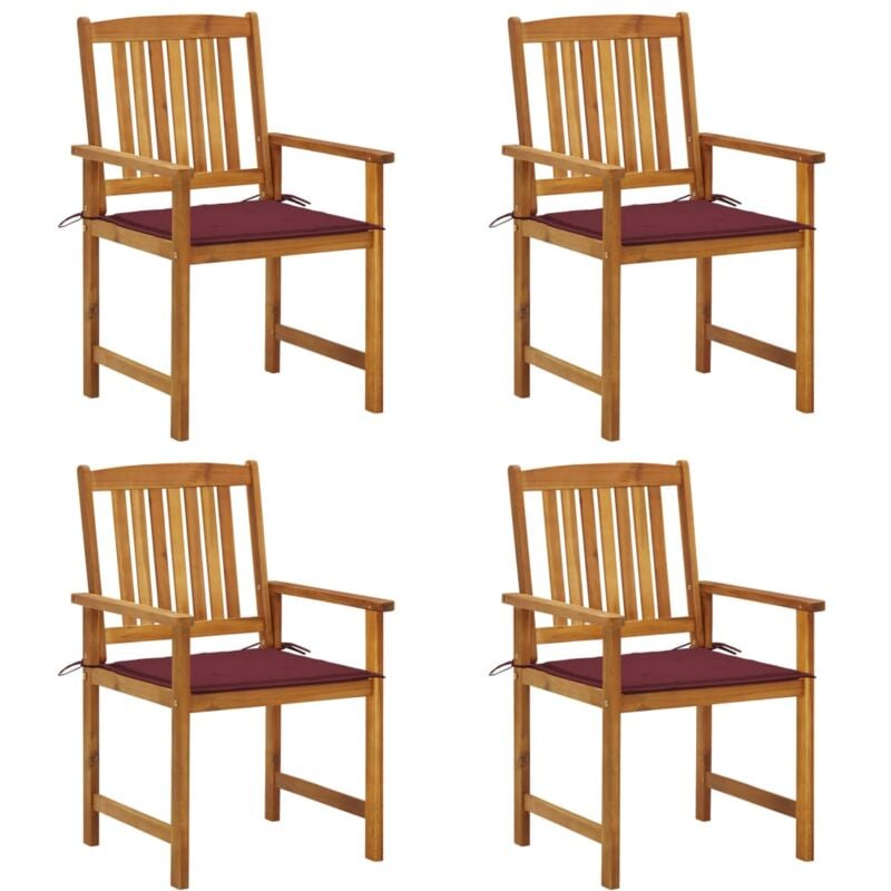 

vidaXL Sillas de director 4 unidades madera maciza de acacia y cojines - Marrón