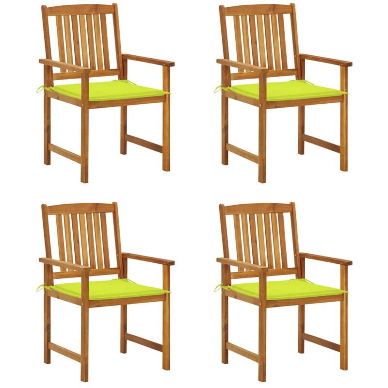 

vidaXL Sillas de director 4 unidades madera maciza de acacia y cojines - Marrón