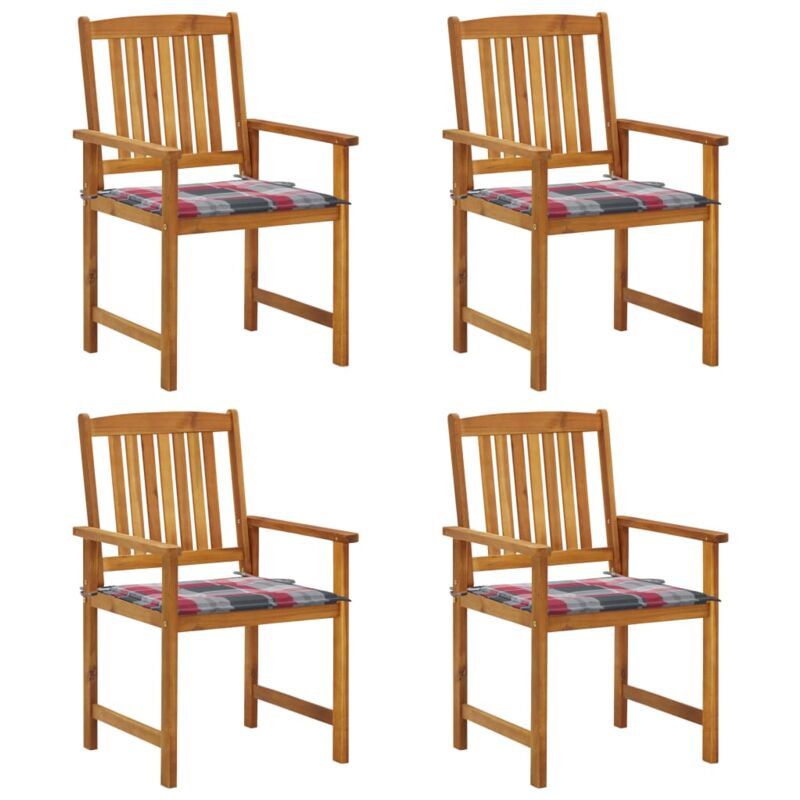 

vidaXL Sillas de director 4 unidades madera maciza de acacia y cojines - Marrón
