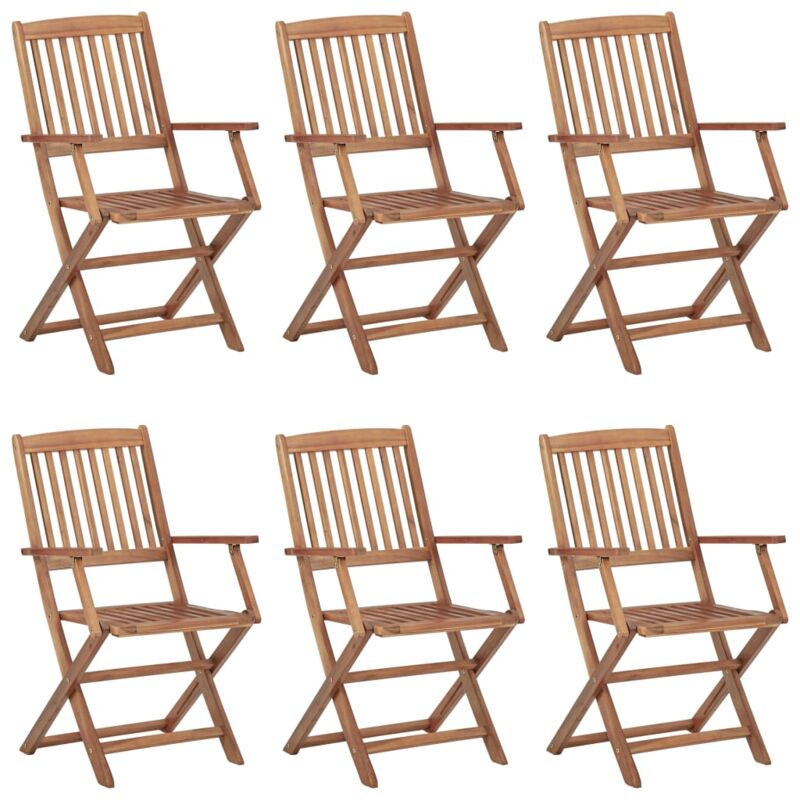 

vidaXL Sillas de exterior plegables 6 uds madera maciza acacia - Marrón