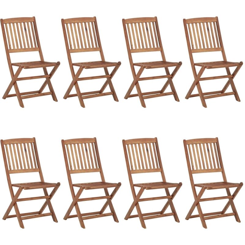 

vidaXL Sillas de exterior plegables 8 uds madera maciza acacia - Marrón