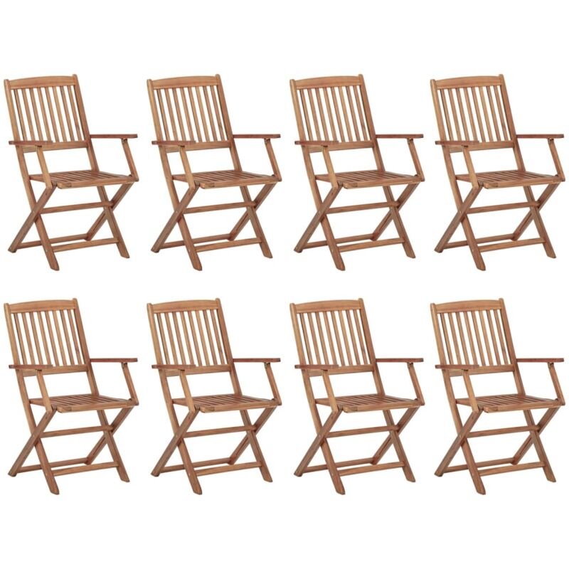 

vidaXL Sillas de exterior plegables 8 uds madera maciza acacia - Marrón