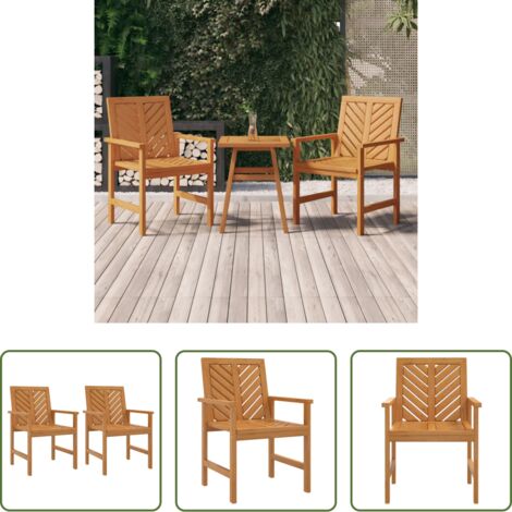 vidaXL Sillas de exterior -  Sillas de comedor de jardín 2 uds madera maciza acacia