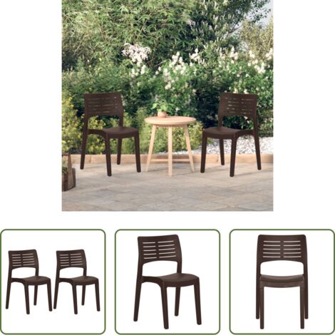 vidaXL Sillas de exterior -  Sillas de jardín 2 unidades polipropileno color moca